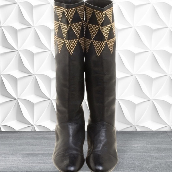 Jimmy Choo Black Studded Leather Tall Boots Size 36.  EXCELLENT condition - Picture 2 of 9